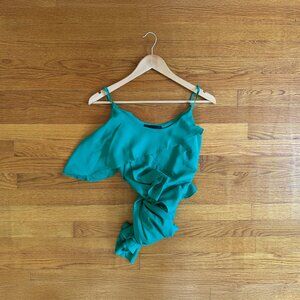 Emerald Green Asymmetrical Midi Dress